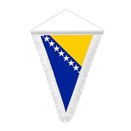 Bosna İ Hercegovina -bosna Hersek Bayrağı - Sancak - Çift Yönlü Püsküllü Saten Üçgen Flama Bayrak