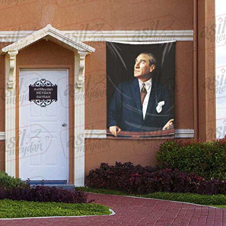 Takım Elbiseli Sivil Göğe Bakan Gazi Mustafa Kemal Atatürk - Poster Bayrak 100x150 Cm