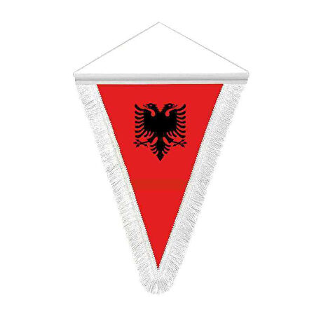 Arnavutluk Çift Başlı Kartal Üçgen Flama Bayrak