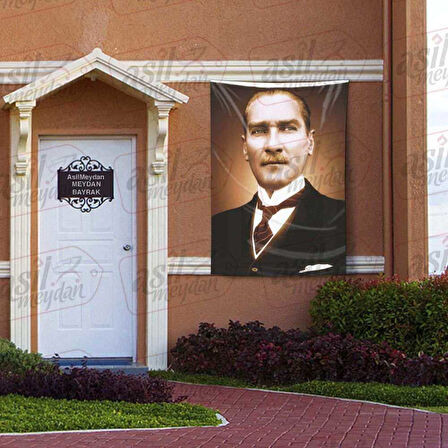 Takım Elbiseli Şık Gazi Mustafa Kemal Atatürk Portre - Poster Bayrak 100x150 Cm