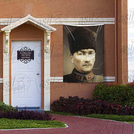 Üniformalı Kalpaklı Gazi Mustafa Kemal Atatürk - Portre - Poster Bayrak 100x150 Cm