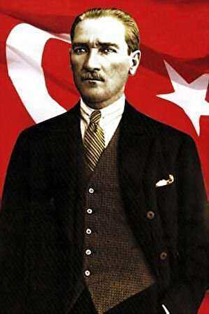 Takım Elbiseli Sivil Gazi Mustafa Kemal Atatürk - Portre- Ay Yıldız -poster Cephe Bayrak - 300x450cm