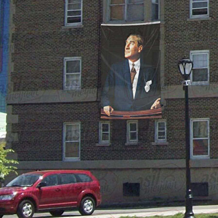 Takım Elbiseli Sivil Göğe Bakan Gazi Mustafa Kemal Atatürk -poster Cephe Bayrak - 300x450cm