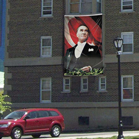 Ay Yıldızlı Sivil Mustafa Kemal Atatürk Poster Cephebayrak- 3x4,5 Metre