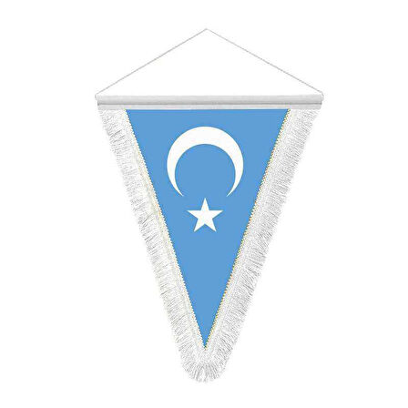 Doğu Türkistan Gök Bayrak Üçgen Flama Bayrak