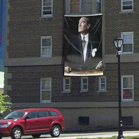 Göğe Bakan Mustafa Kemal Atatürk Poster Bayrak - 300x450 Cm - 3x4,5metre