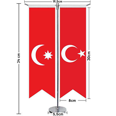 Son İmparatorluk Osmanlı -17 Eski Türk Devletleri Ve Türkiye -saten T Direk 2li Masa Bayrağı