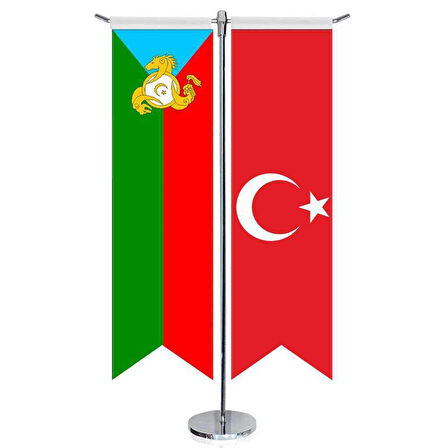 Kumuklar, Kumıklar Bayrağı Ve Türkiye - Kırlangıç - Saten T Direk 2li Masa Bayrağı