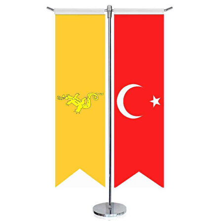 Büyük Hun İmparatorluğu-17 Eski Türk Devletleri Ve Türkiye-kırlangıç- Saten T Direk 2li Masa Bayrağı