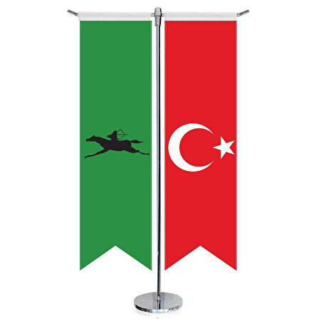 Avar İmp,bayrağı-17 Eski Türk Devletleri Ve Türkiye -kırlangıç - Saten T Direk 2li Masa Bayrağı