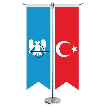 Büyük Selçuklu İmp, - 17 Eski Türk Devletleri Ve Türkiye -kırlangıç -saten T Direk 2li Masa Bayrağı