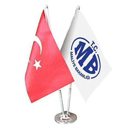 Maliye Bakanlığı Ve Türkiye -ikili Saten Masa Bayrağı