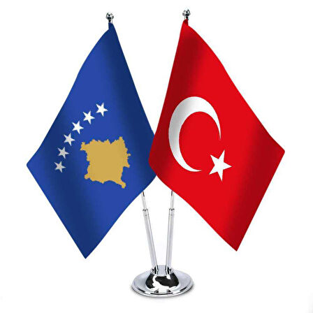 Kosova Cumhuriyeti - Türkiye -saten Masa Bayrağı