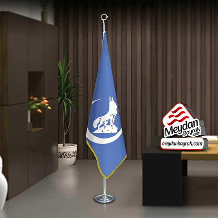 Bozkurt Hilal Mavi -ülkü Ocağı Bayrak -ofis -makam-toplantı Odaları -direkli -saçaklı Makam Bayrağı