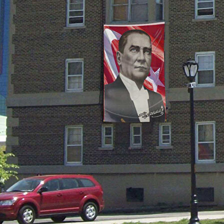 Sivil Mustafa Kemal Atatürk Ay-yıldız Poster Cephe Bayrak-3x4,5 Metre