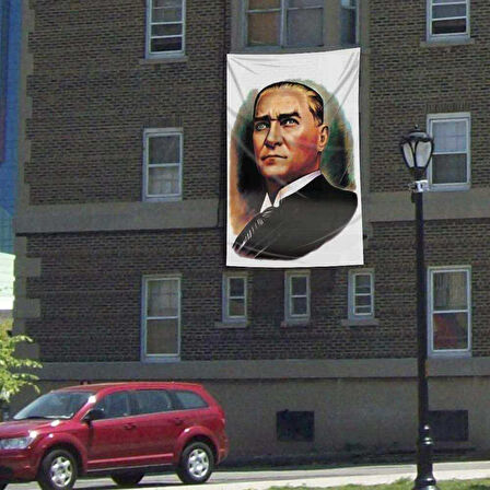 Gazi Mustafa Kemal Atatürk Portre Cephe Poster Bayrak - 3x4,5 Metre