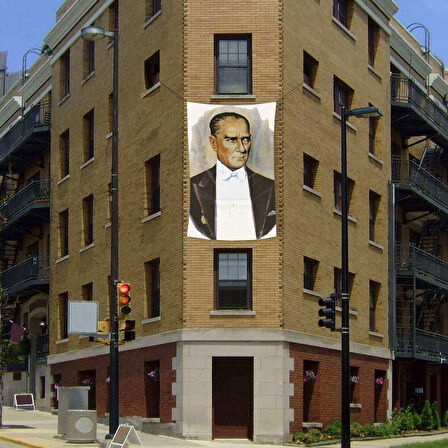 Atatürk Portre Poster Cephe Bayrağı -200x300cm ( 2x3 Metre) -bayrak