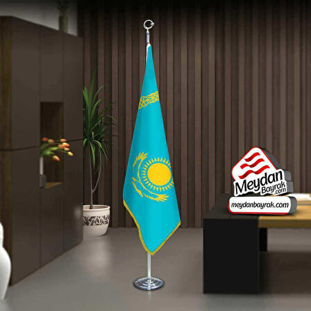 Kazakistan Cumhuriyeti Bayrak -ofis -makam-toplantı Odaları -direkli -saçaklı Makam Bayrağı