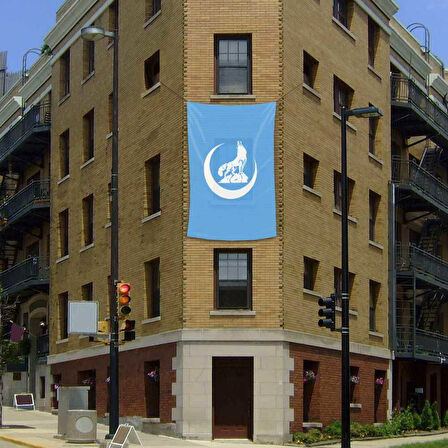 Mavi Bozkurt Hilal Bayrak (200x300 Cm) Raşel Kumaş