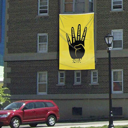 Rabia -tek Devlet, Bayrak, Millet, Vatan - 300x450 Cm Raşel Kumaş