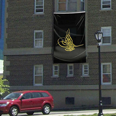 Osmanlı Tuğrası Bayrağı Siyah Tuğra Raşel Bayrak 300x450 Cm