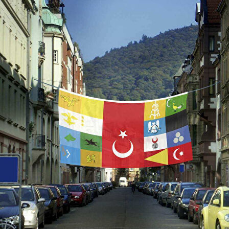 17 Eski Türk Devletleri Tek Poster Raşel Bayrak -600x300cm - 6x3 Metre