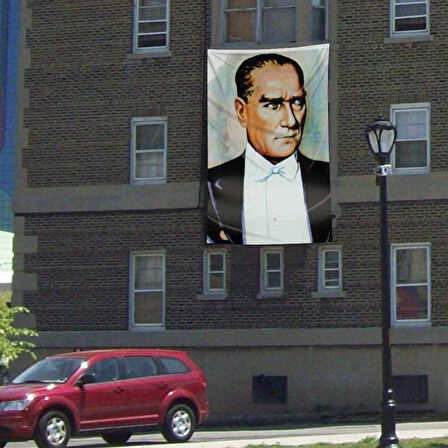 Gazi Mustafa Kemal Atatürk Portre Poster Dış Cephe Bayrağı -300x450cm - 3x4,5 Metre
