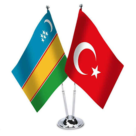 Karakalpakistan - Türkiye - Saten Masa Bayrağı