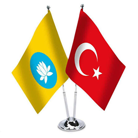 Kalmuk Cumhuriyeti - Türkiye -saten Masa Bayrağı