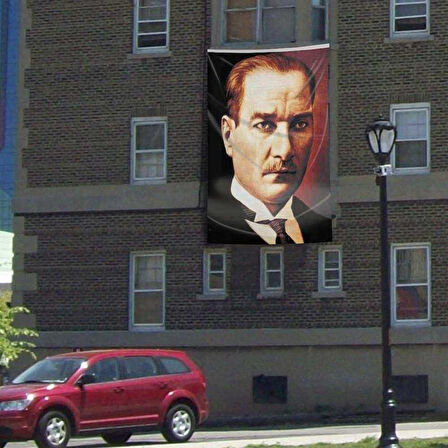 Sivil Mustafa Kemal Atatürk Portre Cephe Poster Bayrak - 300x450cm - 3x4,5 Metre