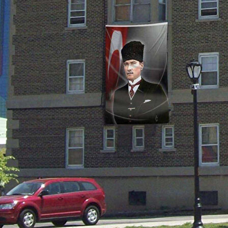 Kalpaklı Mustafa Kemal Atatürk Cephe Poster Bayrak -300x450cm - 3x4,5 Metre