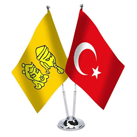 Uygur Devleti Ve Türkiye - Saten Masa Bayrağı