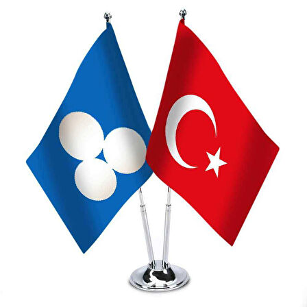 Büyük Timur İmparatorluğu Ve Türkiye - İkili Saten Masa Bayrağı