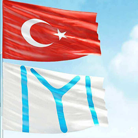 70x105cm Alpaka Kumaş Türk Bayrağı Ve 100x150cm Raşel Kumaş Beyaz Kayı Boyu Iyı Sancak 2 Bayrak Set