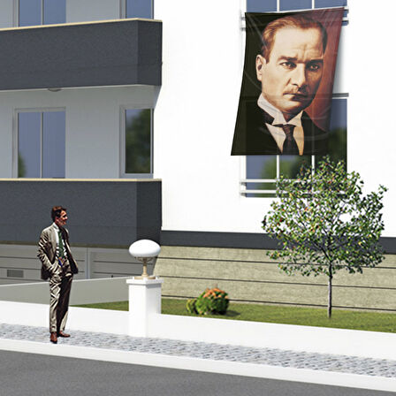 Mustafa Kemal Atatürk Portre Poster Dış Cephe Bayrağı Ata5