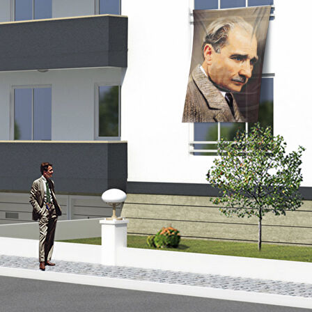 Gazi Mustafa Kemal Atatürk -yan Portre - Sivil Poster Bayrak Ata8