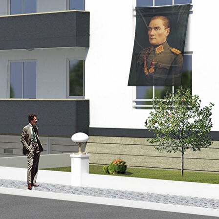 Madalyalı Askeri Üniformalı Gazi Mustafa Kemal Atatürk - Poster Bayrak Ata9