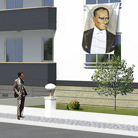 Mustafa Kemal Atatürk Portre- Poster Dış Cephe Bayrağı Ata23