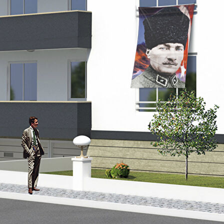 Kalpaklı Mustafa Kemal Atatürk Poster Cephe Bayrağı Ata24