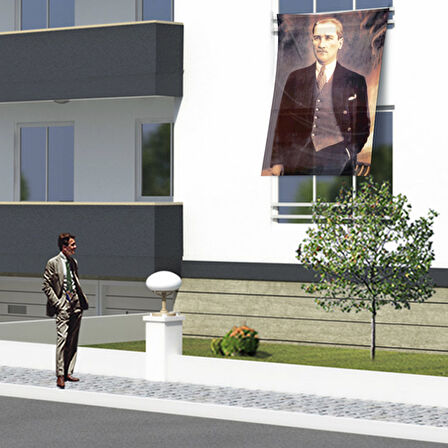Takım Elbiseli Sivil Gazi Mustafa Kemal Atatürk - Portre - Portre Cephe Poster Bayrak Ata29