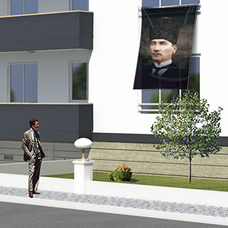 Kalpaklı Mustafa Kemal Atatürk Poster Cephe Bayrağı Ata35