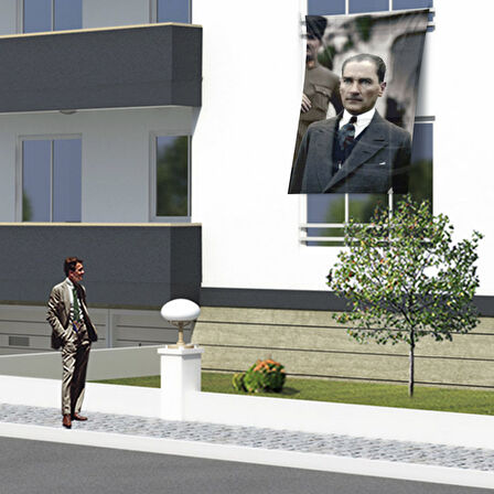 Sivil Mustafa Kemal Atatürk Poster Cephe Bayrağı Ata38