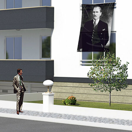 Takım Elbiseli Sivil Gazi Mustafa Kemal Atatürk - Portre - Portre Cephe Poster Bayrak Ata39