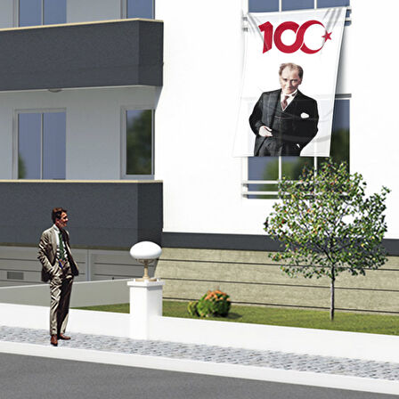 Mustafa Kemal Atatürk Ve Cumhuriyet Yüzüncü Yıl Logolu Bayrak Poster Ata49