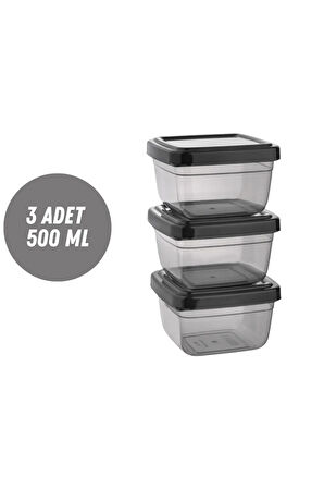 Kare Saklama Kabı 3 Adet 500 ML Saklama Kutusu Düzenleyici Depolama