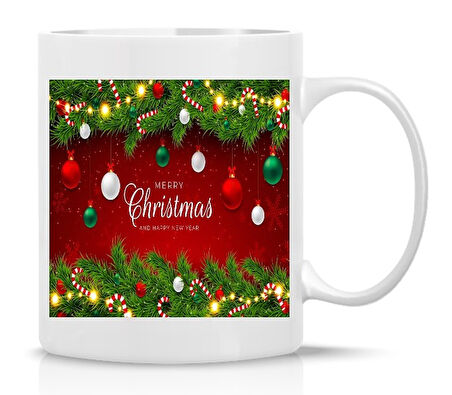 Kişiye Özel Yılbaşı Merry Christmas Noel Yeni Yıl Kulplu Baskılı Kupa Bardak