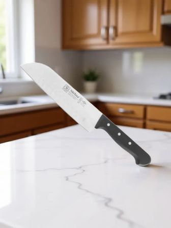 Sürmene Şef Aşçı Bıçağı Profesyonel Oluklu Santoku Bıçağı 31 cm Pimli Sap Sürbisa 61095 