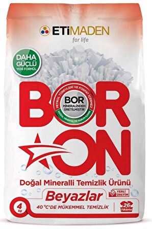 BORON Matik Toz Çamaşır Deterjanı 16kg Karma Set Doğal Mineralli Beyazlar + Renkliler (4pk*4kg)