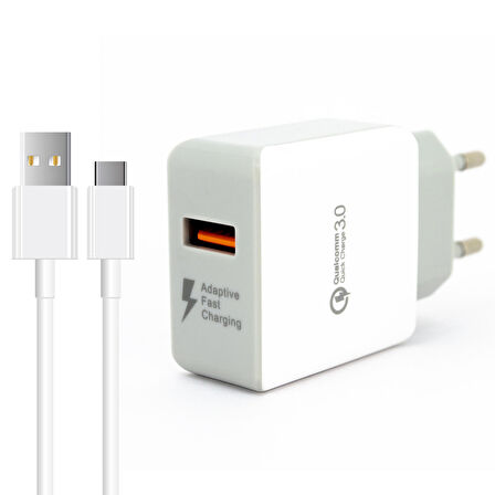 Global X88 UsbA Quick Charger 3.0 UsbA to Type-C Kablolu Hızlı Şarj Aleti Set