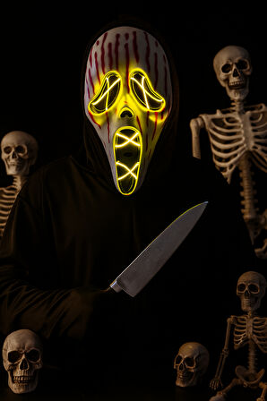 Halloween Maske Çığlık Neon Model Lüks Pilli ark.t